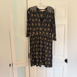Boden Stretchy Floral Patterned Long Sleeve Wrap Dress 14L